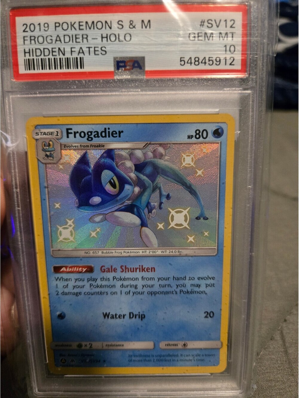 2019 Pokemon S&M Frogadier Holo Hidden Fates #SV12 PSA Gem Mint 10